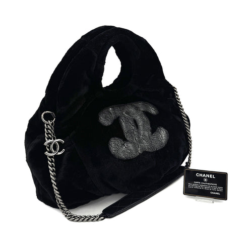 CHANEL FAUX FUR 2WAY CHAIN HAND SHOULDER BAG BLACK 90308262 - PURPOSE
