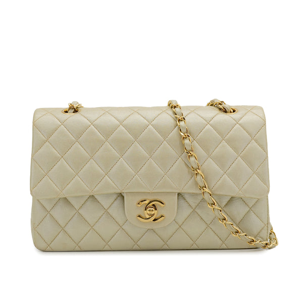 CHANEL VINTAGE CLASSIC FLAP MEDIUM CHAIN SHOULDER BAG CHAMPAGNE GOLD LAMB SKIN 90308265 - PURPOSE