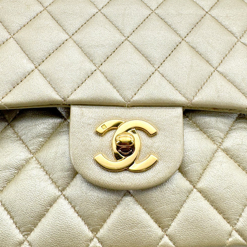 CHANEL VINTAGE CLASSIC FLAP MEDIUM CHAIN SHOULDER BAG CHAMPAGNE GOLD LAMB SKIN 90308265 - PURPOSE