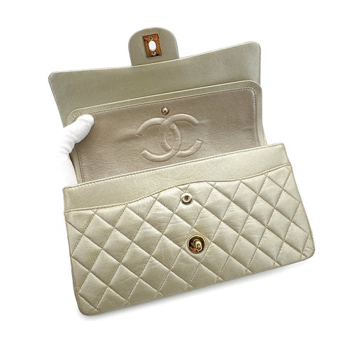 CHANEL VINTAGE CLASSIC FLAP MEDIUM CHAIN SHOULDER BAG CHAMPAGNE GOLD LAMB SKIN 90308265 - PURPOSE