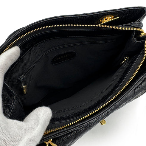 CHANEL VINTAGE MATELLASSE TURN LOCK CHAIN TOTE BAG BLACK CAVIAR SKIN 90308268 - PURPOSE