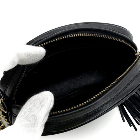 CHANEL VINTAGE COCOMARK CHAIN SHOULDER BAG FRINGE BLACK LAMB SKIN 90308269 - PURPOSE
