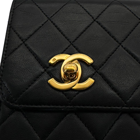 CHANEL VINTAGE DOUBLE TURN LOCK MATELASSE CHAIN SHOULDER HAND BAG BLACK LAMB SKIN 90308270 - PURPOSE