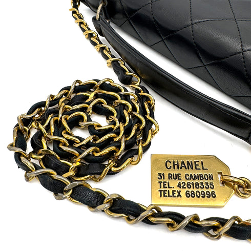 CHANEL VINTAGE DOUBLE TURN LOCK MATELASSE CHAIN SHOULDER HAND BAG BLACK LAMB SKIN 90308270 - PURPOSE