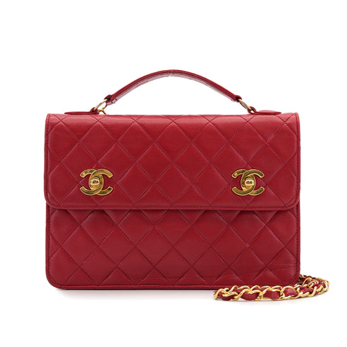CHANEL VINTAGE MATELASSE 2WAY CHAIN SHOULDER BAG RED LAMB SKIN 90308275 - PURPOSE