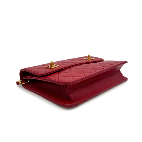 CHANEL VINTAGE MATELASSE 2WAY CHAIN SHOULDER BAG RED LAMB SKIN 90308275 - PURPOSE