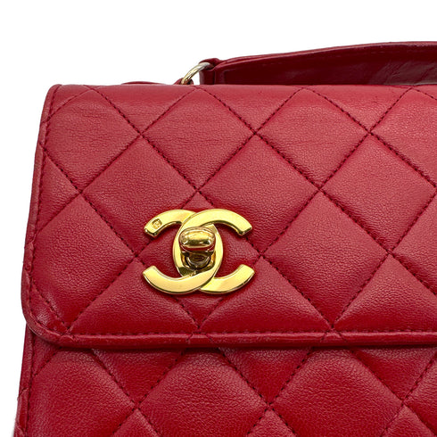CHANEL VINTAGE MATELASSE 2WAY CHAIN SHOULDER BAG RED LAMB SKIN 90308275 - PURPOSE