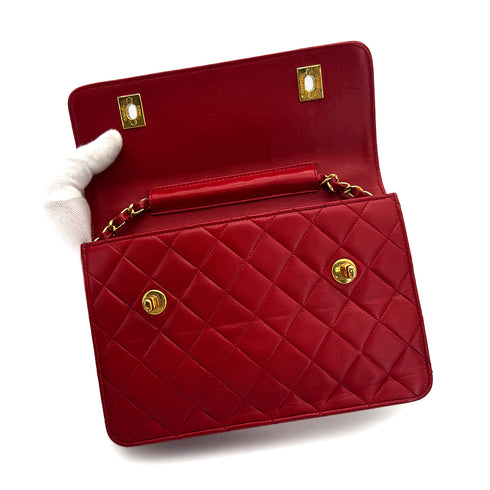 CHANEL VINTAGE MATELASSE 2WAY CHAIN SHOULDER BAG RED LAMB SKIN 90308275 - PURPOSE