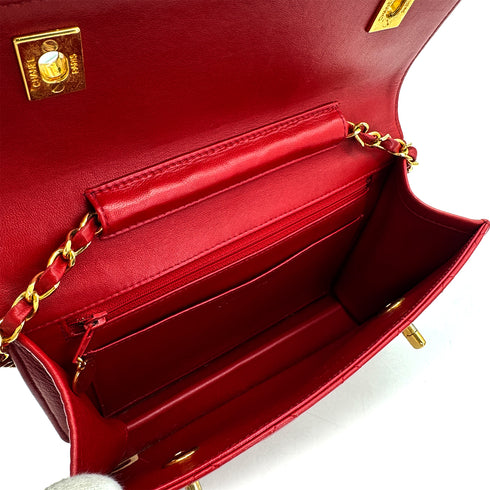 CHANEL VINTAGE MATELASSE 2WAY CHAIN SHOULDER BAG RED LAMB SKIN 90308275 - PURPOSE