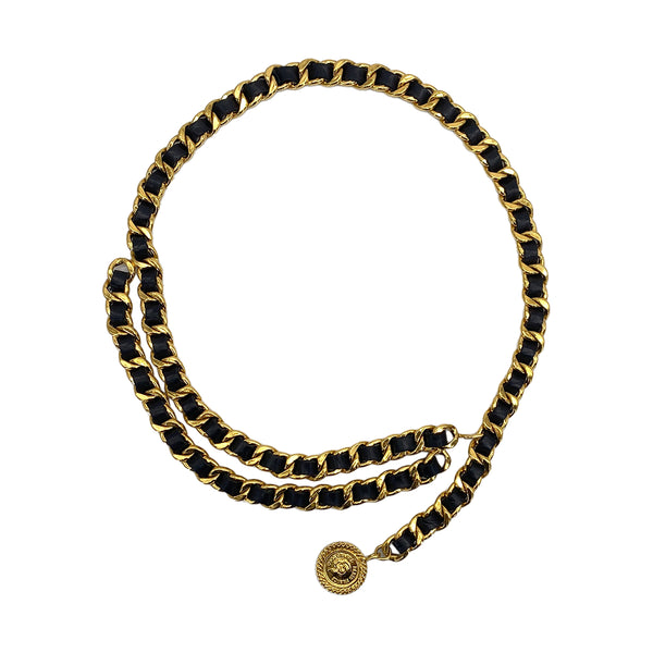 CHANEL VINTAGE CHAIN BELT LEATHER COCOMARK ACCESSORY 90308276