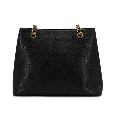 CHANEL VINTAGE TURN LOCK CHAIN TOTE BAG BLACK CAVIAR SKIN 90308277 - PURPOSE