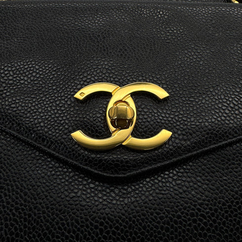 CHANEL VINTAGE TURN LOCK CHAIN TOTE BAG BLACK CAVIAR SKIN 90308277 - PURPOSE