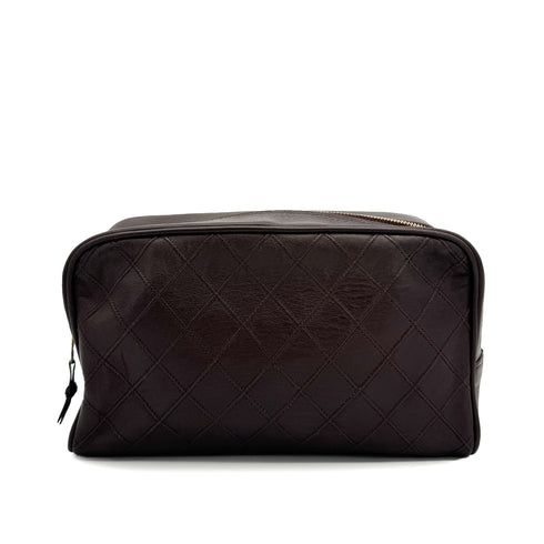 CHANEL VINTAGE BICOLORE CLUTCH BAG POUCH BROWN LEATHER 90308336 - PURPOSE