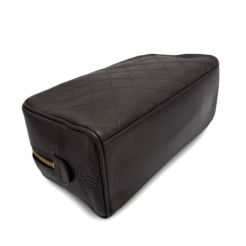 CHANEL VINTAGE BICOLORE CLUTCH BAG POUCH BROWN LEATHER 90308336 - PURPOSE