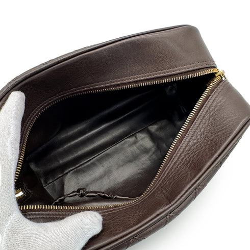 CHANEL VINTAGE BICOLORE CLUTCH BAG POUCH BROWN LEATHER 90308336 - PURPOSE