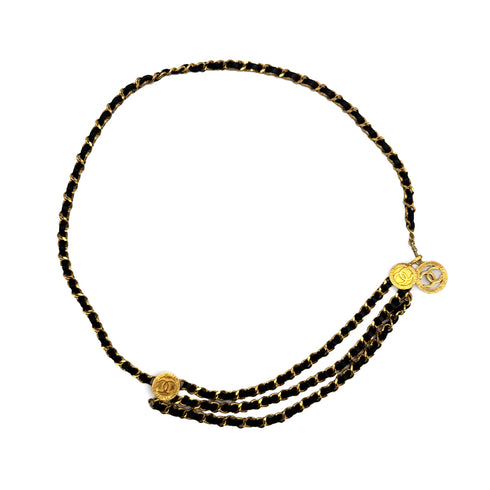 CHANEL VINTAGE CHAIN BELT LEATHER COCOMARK ACCESSORY 90308339