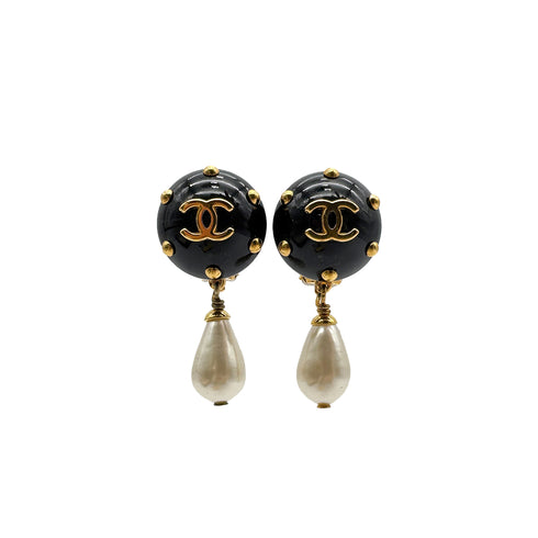 CHANEL VINTAGE EARRINGS COCOMARK SWING FAUX PEARL ACCESSORY 96C 90308340 - PURPOSE
