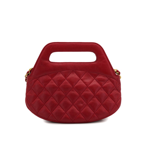 CHANEL VINTAGE MATELASSE CHAIN SHOULDER BAG RED LAMB SKIN 90308348 - PURPOSE