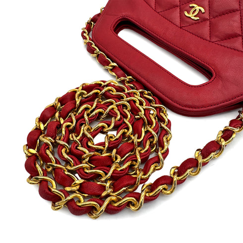 CHANEL VINTAGE MATELASSE CHAIN SHOULDER BAG RED LAMB SKIN 90308348 - PURPOSE