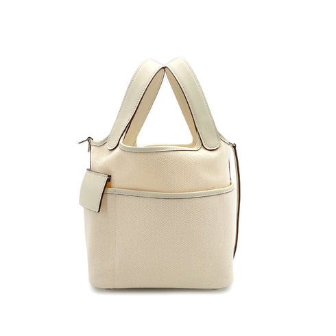 HERMES PICOTIN LOCK 18 PM CARGO POCKET NATA TOILE GOELAND VEAU SWIFT U PALLADIUM HARDWARE 90308352