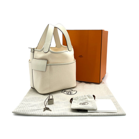 HERMES PICOTIN LOCK 18 PM CARGO POCKET NATA TOILE GOELAND VEAU SWIFT U PALLADIUM HARDWARE 90308352
