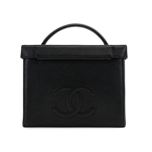 CHANEL VINTAGE VANITY COCOMARK HAND SHOULDER BAG BLACK CAVIAR SKIN 90308353