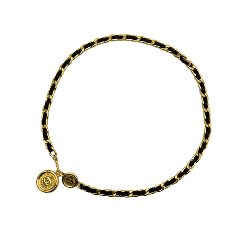 CHANEL VINTAGE CHAIN BELT LEATHER COCOMARK ACCESSORY 94A 90308355