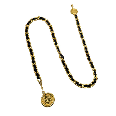 CHANEL VINTAGE CHAIN BELT LEATHER COCOMARK ACCESSORY 94A 90308355