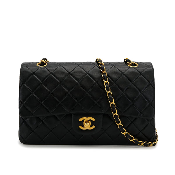 CHANEL VINTAGE CLASSIC FLAP MEDIUM CHAIN SHOULDER BAG BLACK LAMB SKIN 90308356 - PURPOSE