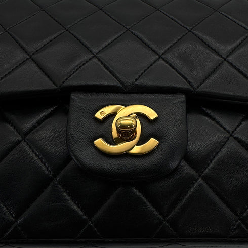 CHANEL VINTAGE CLASSIC FLAP MEDIUM CHAIN SHOULDER BAG BLACK LAMB SKIN 90308356 - PURPOSE
