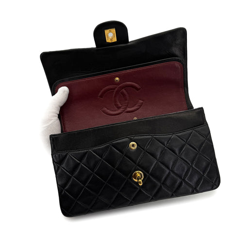 CHANEL VINTAGE CLASSIC FLAP MEDIUM CHAIN SHOULDER BAG BLACK LAMB SKIN 90308356 - PURPOSE