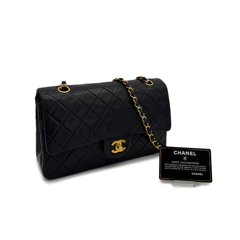 CHANEL VINTAGE CLASSIC FLAP MEDIUM CHAIN SHOULDER BAG BLACK LAMB SKIN 90308356 - PURPOSE