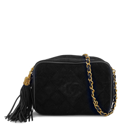 CHANEL VINTAGE COCOMARK MATELASSE CHAIN SHOULDER BAG BLACK FRINGE SUEDE 90308359 - PURPOSE