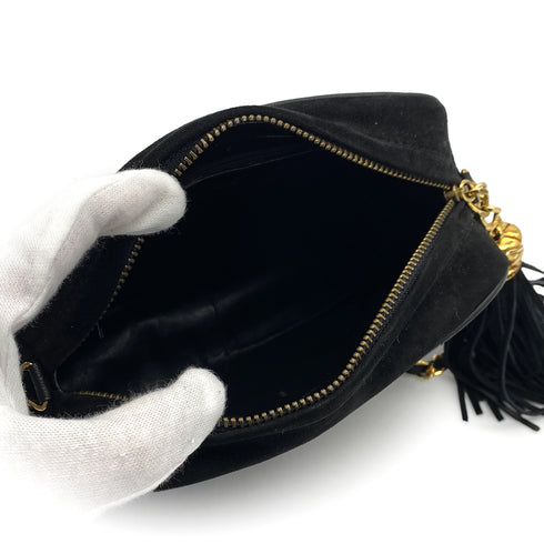 CHANEL VINTAGE COCOMARK MATELASSE CHAIN SHOULDER BAG BLACK FRINGE SUEDE 90308359 - PURPOSE