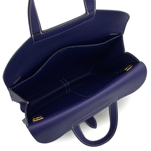 HERMES HALZAN 31 BLUE ENCRE TAURILLON CLEMENCE 5WAY HAND SHOULDER BAG C GOLD HARDWARE 90308363