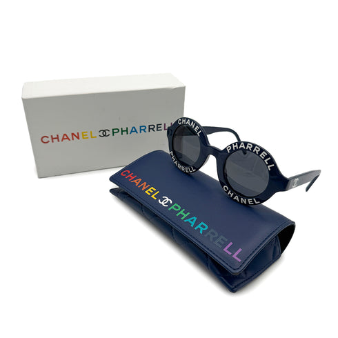 CHANEL PHARRELL WILLIAMS SUNGLASSES LOGO NAVY WHITE EYEWEAR 90308366 - PURPOSE