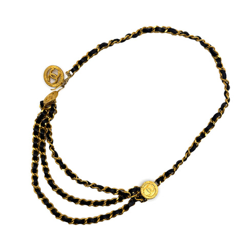 CHANEL VINTAGE CHAIN BELT LEATHER COCOMARK ACCESSORY 90308370