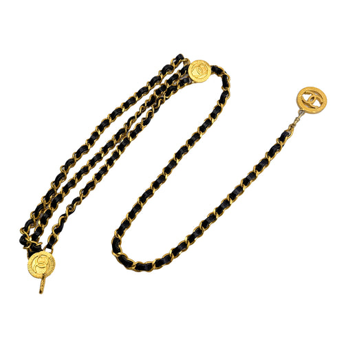 CHANEL VINTAGE CHAIN BELT LEATHER COCOMARK ACCESSORY 90308370