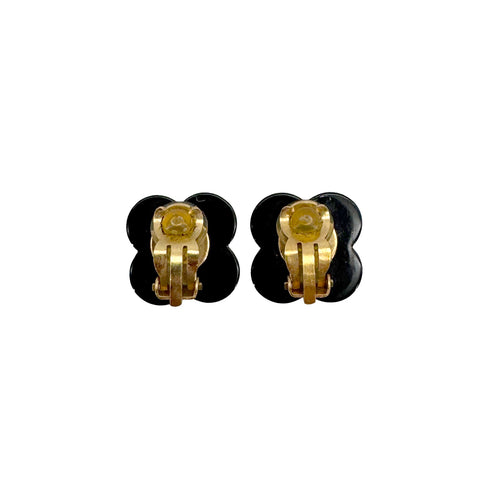 CHANEL EARRINGS COCOMARK CAMELLIA BLACK WHITE ACCESSORY 02P 90308372 - PURPOSE