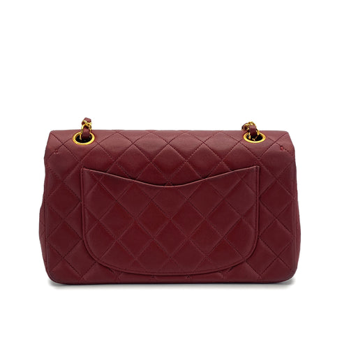 CHANEL VINTAGE CLASSIC FLAP SMALL CHAIN SHOULDER BAG RED LAMB SKIN 90308373 - PURPOSE