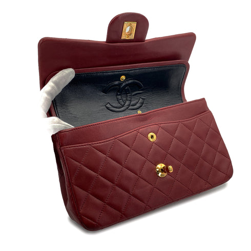 CHANEL VINTAGE CLASSIC FLAP SMALL CHAIN SHOULDER BAG RED LAMB SKIN 90308373 - PURPOSE