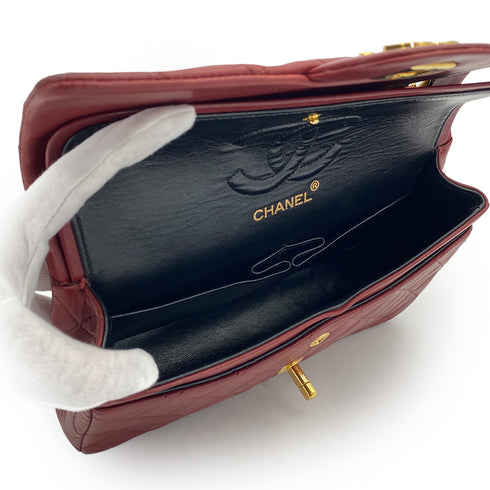 CHANEL VINTAGE CLASSIC FLAP SMALL CHAIN SHOULDER BAG RED LAMB SKIN 90308373 - PURPOSE