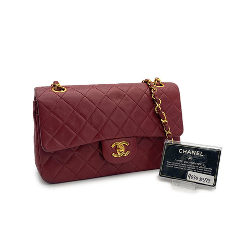 CHANEL VINTAGE CLASSIC FLAP SMALL CHAIN SHOULDER BAG RED LAMB SKIN 90308373 - PURPOSE