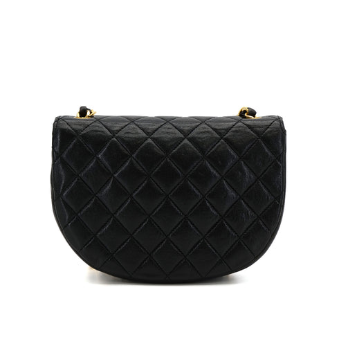 CHANEL VINTAGE MATELASSE ROUND CHAIN SHOULDER BAG BLACK LAMB SKIN 90308374 - PURPOSE