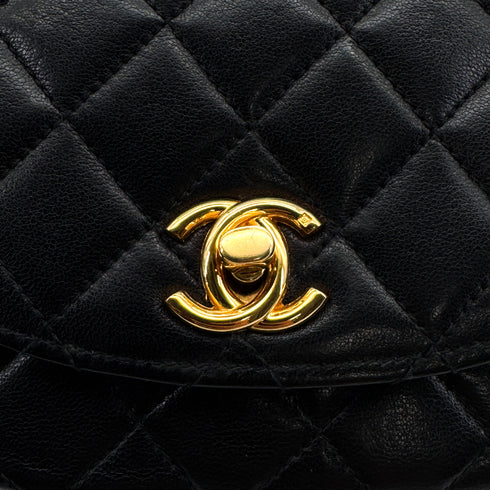 CHANEL VINTAGE MATELASSE ROUND CHAIN SHOULDER BAG BLACK LAMB SKIN 90308374 - PURPOSE