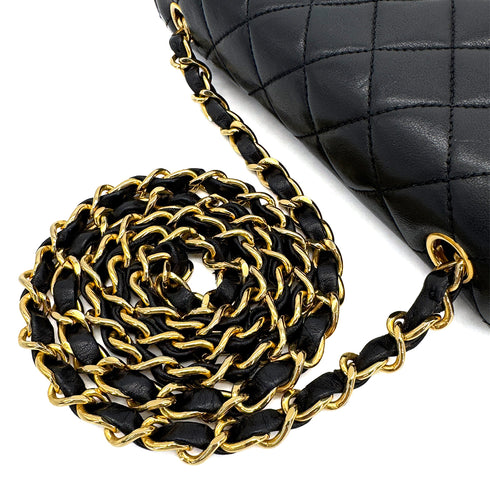 CHANEL VINTAGE MATELASSE ROUND CHAIN SHOULDER BAG BLACK LAMB SKIN 90308374 - PURPOSE