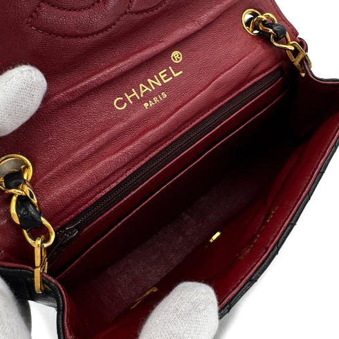 CHANEL VINTAGE MATELASSE ROUND CHAIN SHOULDER BAG BLACK LAMB SKIN 90308374 - PURPOSE