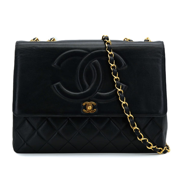 CHANEL VINTAGE BIG COCO MATELASSE CHAIN SHOULDER BAG BLACK LAMB SKIN 90308375 - PURPOSE