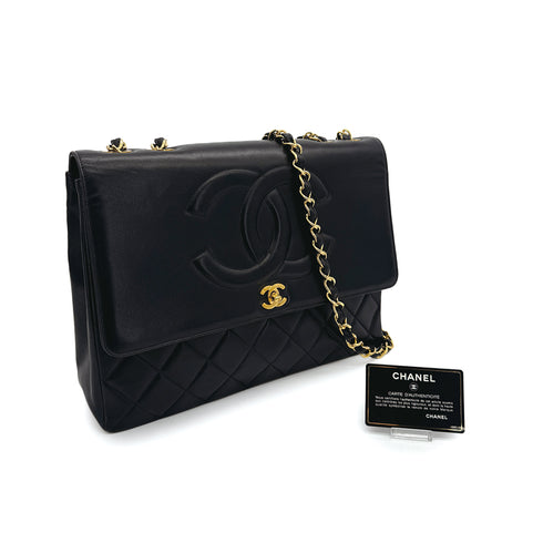 CHANEL VINTAGE BIG COCO MATELASSE CHAIN SHOULDER BAG BLACK LAMB SKIN 90308375 - PURPOSE