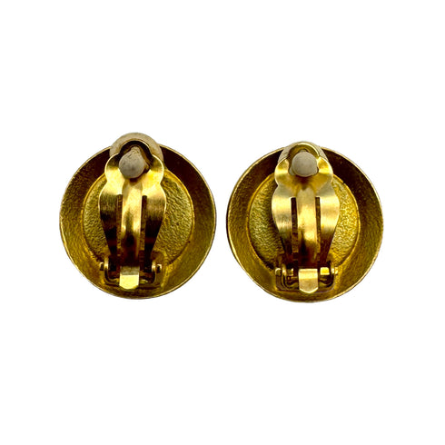 CHANEL VINTAGE EARRINGS ROUND COCOMARK GOLD BLACK 95C 90308379 - PURPOSE